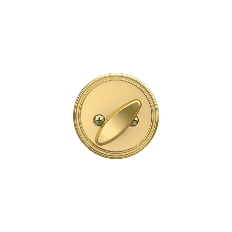 J Series Single Cylinder Deadbolt with Rosette, Yes, Bright Brass