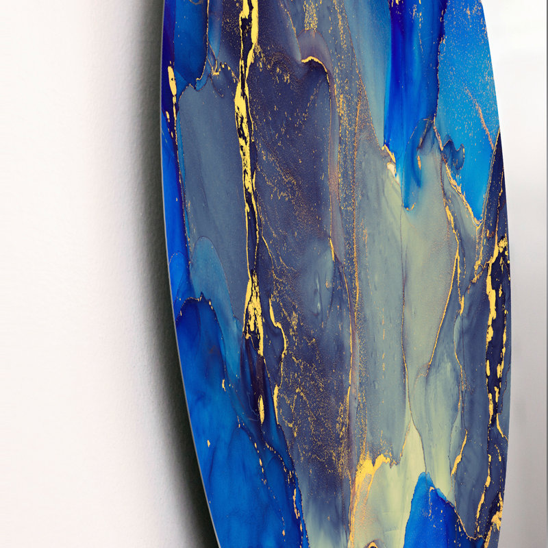 Bleu luxueux, abstrait, fluide, art moderne, H 36 po x l 36 po x P 1 po