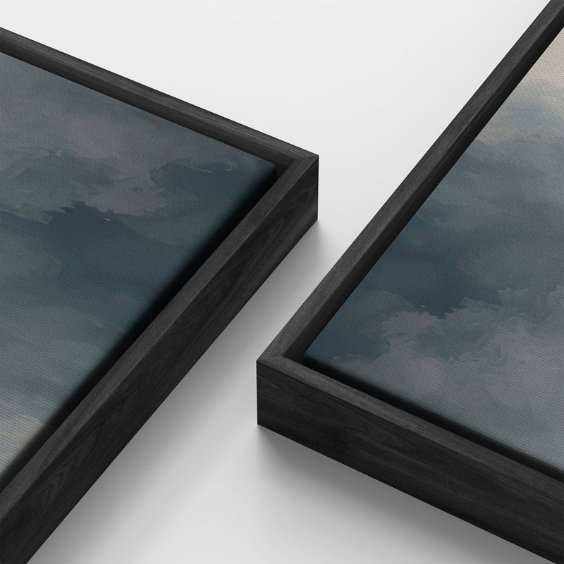 Extra Large Dramatic Cloud Sky Abstract Framed Canvas Print Wall Art, Black, 60" H x 20" W