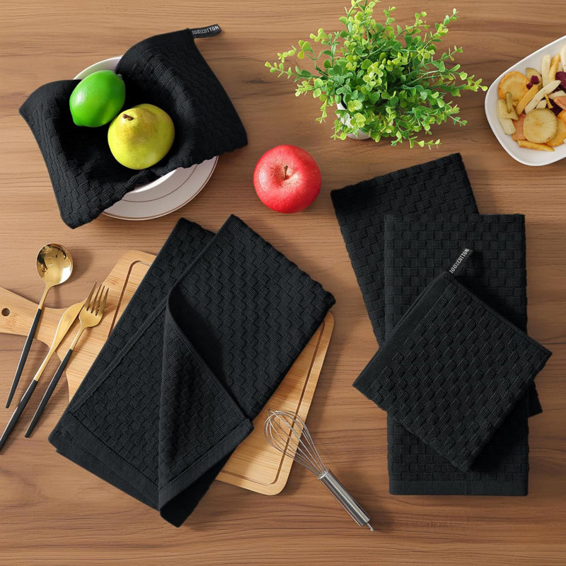 Torchons 100% coton éponge doux et super absorbants, torchon réutilisable de 380 g / m² avec boucle de suspension, grille d'ananas conçue