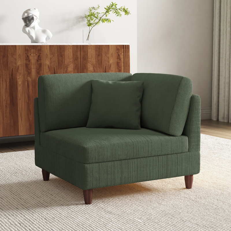 Mordecai 95Cm Wide Side Chair, Green Corduroy