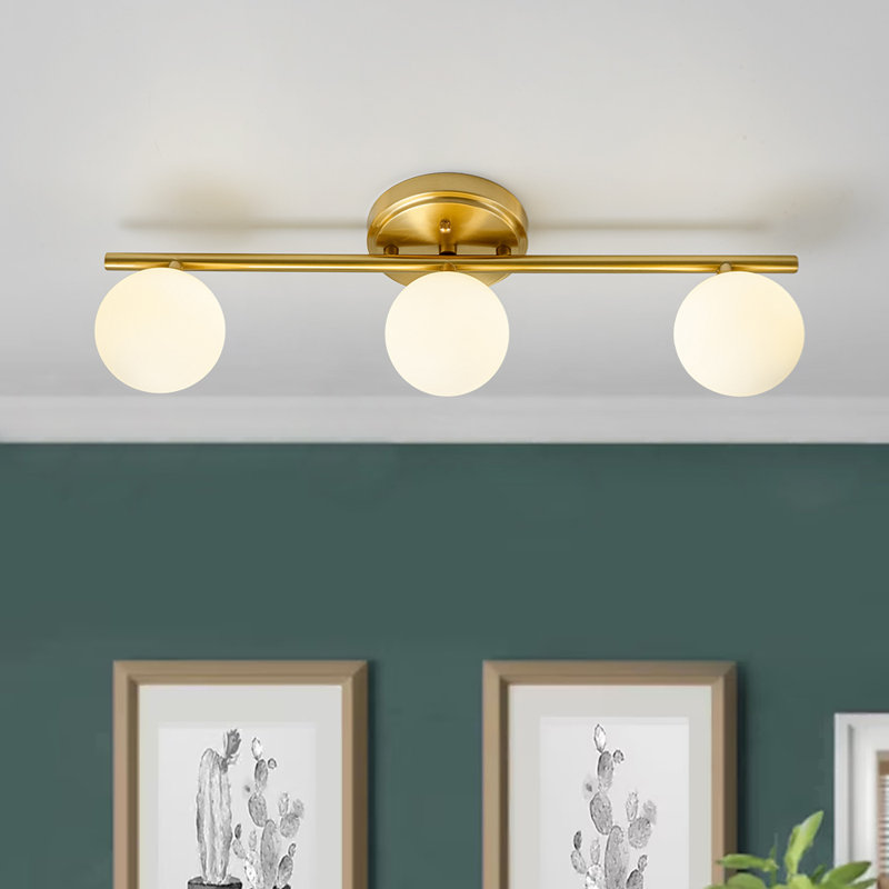 Ivory White Glass Globe Dimmable Vanity Light, 3