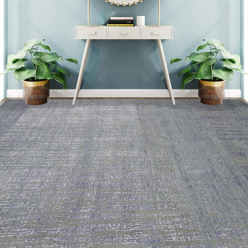 Hand Woven Wool Striped Area Rug, Rectangle 8' x 10'