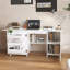 Bureau intérieur, table pliable avec roulettes verrouillables, tablettes pour la maison