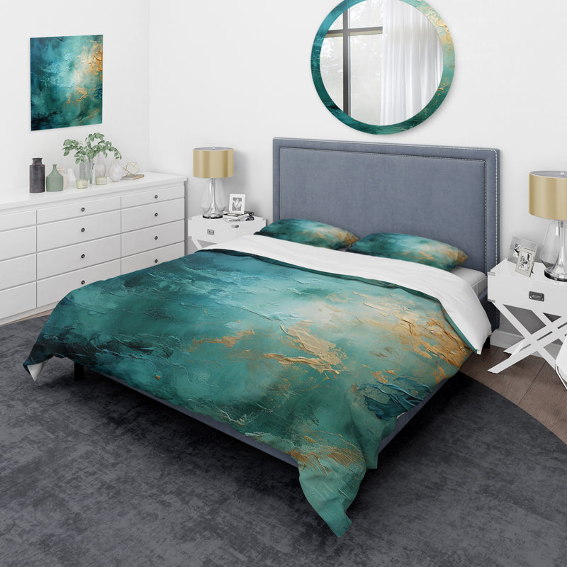 Literie , Housse de couette pour grand lit et 2 taies décor
