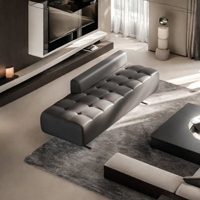 Modern Simplistic End-of-Bed Bench Microfiber Leather Upholstered Bench