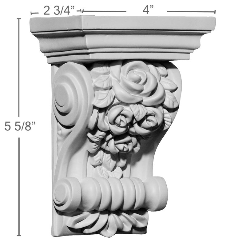 Endurathane Dublin Corbel, 4"W x 2 3/4"D x 5 5/8"H, Factory Primed