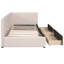 Lit de jour en tissu de lin beige avec lit simple et 2 boîtes de rangement - aucun sommier requis-1187768767