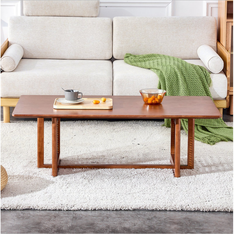 Table basse rectangulaire de style chinois en imitation de vent en rotin de couleur noyer et table basse rectangulaire en bois massif