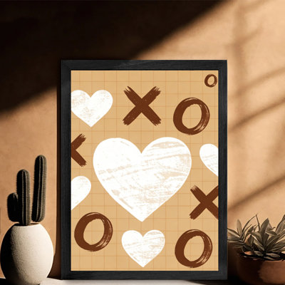 Black Framed Watercolor Heart XOXO Wall Art Valentine's Day theme Framed Prints