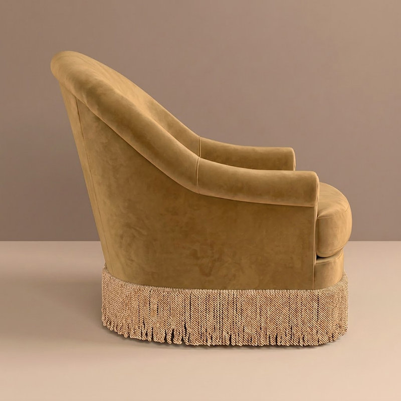 Carley Summers X River & Bord: The Page Chair With Fringe, Brown Fabric