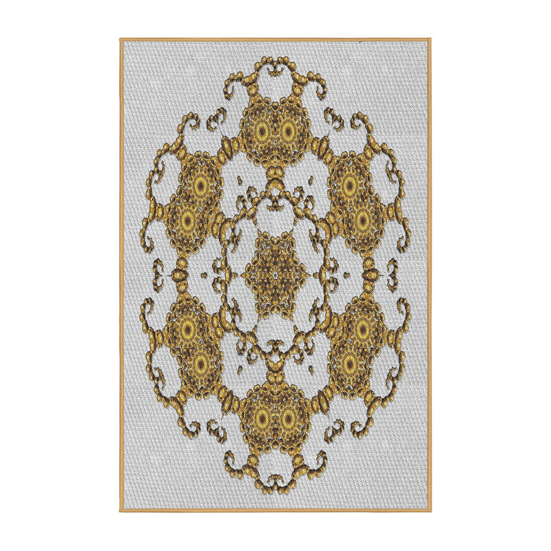 Tapis jaune/gris tissé à la machine, Rectangle 8 pi x 10 pi