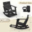 Ensemble de 2 chaises berçantes d'extérieur en PEHD surdimensionnées avec dossier large et repose-pieds rétractable-1345280195
