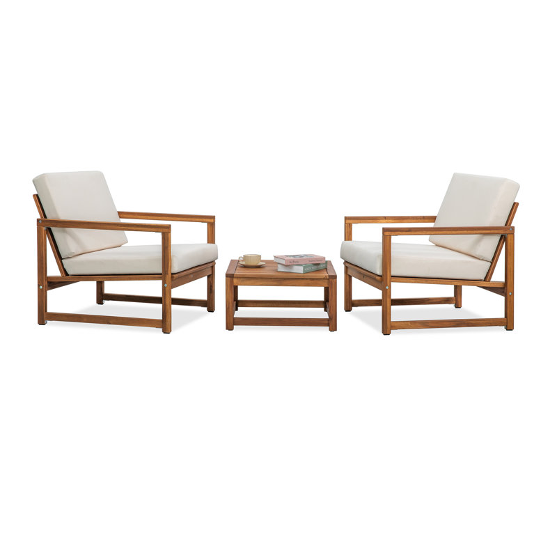 3 Pieces Outdoor Conversation Set With Cushion