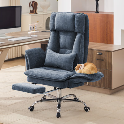 Fauteuil de bureau grand et grand, accoudoirs rabattables pour animaux de compagnie et assis en tailleur, fauteuil de jeu ergonomique pour ordinateur avec coussin lombaire