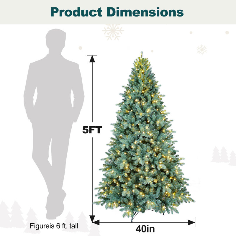 Arbre de Noël artificiel épinette bleu pré-éclairé, 5"