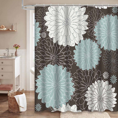 Rideau de douche à motif floral avec 12 crochets Floral