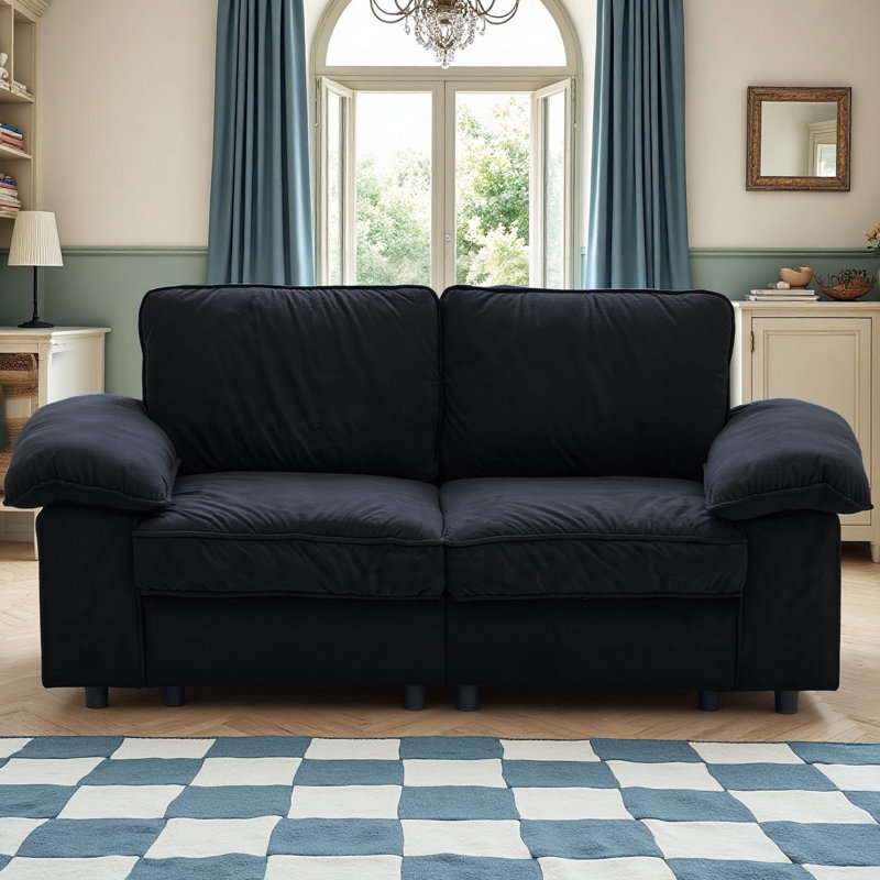 Causeuse compacte à 2 places avec rangement dissimulé, idéale pour les petits appartements et les studios, offrant confort et fonctionnalité