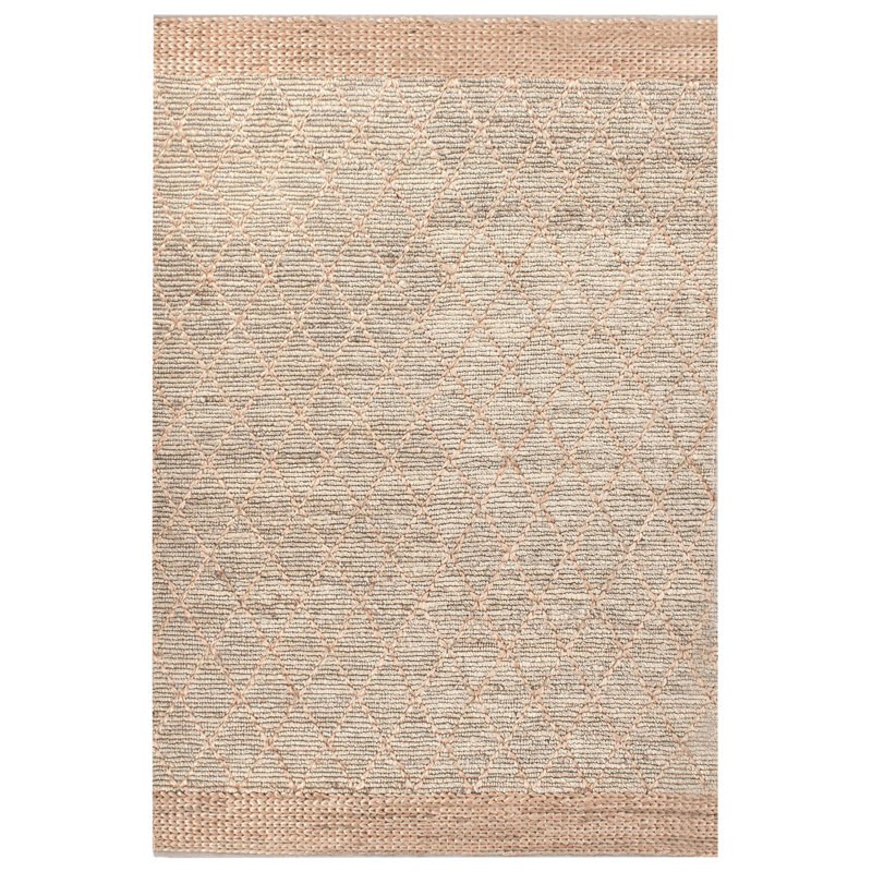 Tellikaya Geometric Jute / Sisal Hand Woven Area Rug, Rectangle 200 x 300 cm