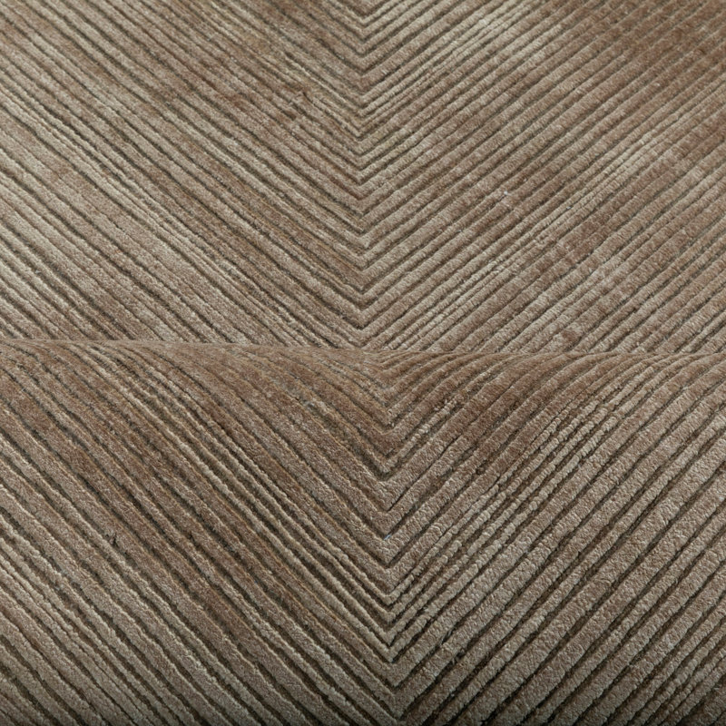 Brown Contemporary Silk Wool Blend Rug - 12' x 14'6"