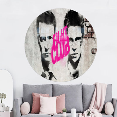 Fight Club Themed Minimalist Wall Art Ideal for Cave or Kitchen Decor Featuring Graffiti Glass Printing Technique