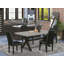 L'ensemble 5 pièces de table et chaises de cuisine comprend une table de salle à manger rectangulaire avec pieds en X et 4 chaises Parsons en similicuir noir, noir brossé-846442625-846442629-959455791