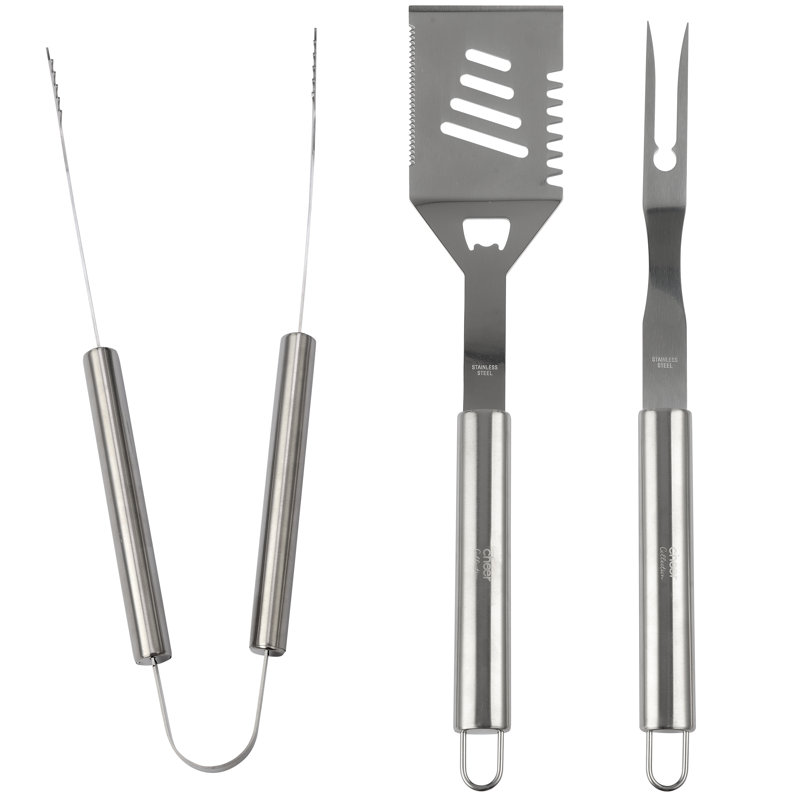 Cheer Collection Stainless Steel Non-Stick Dishwasher Safe Grilling Tool Set