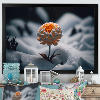 «A Blooming Orange Marigold Flower in Winter II», impression sur toile
