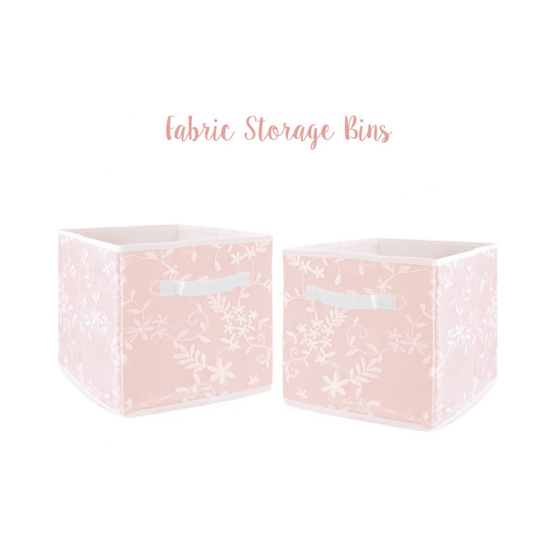 Blush Pink Floral Lace Crib Bed Skirt with Embroidery