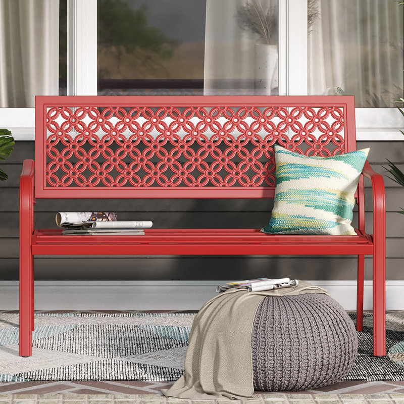 Banc de jardin en acier Roselynne, Rouge