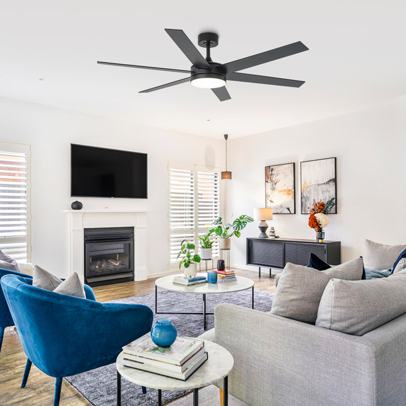 Vaczon 60" Modern Smart Large Ceiling Fan with Dimmable 3CCT LED Lights, 6-Speed Reversible DC Motor, Timer, Remote and App Control