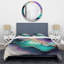 Ensemble de housse de couette en microfibre / polyester bleu mauve abstrait Geode II-1732153579