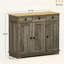 Unité de rangement moderne - comptoir en bois massif, gris, 3 tiroirs, portes, tablette réglable s'adapte à vos besoins de cuisine avec assiettes, casseroles, poêles, ustensiles, buffet de serviettes