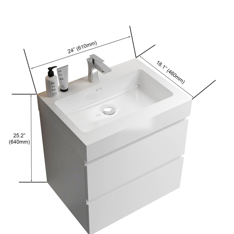 Meuble-lavabo moderne avec lavabo, Blanc, Blanc