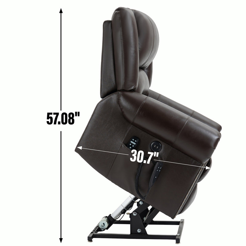 Fauteuil inclinable électrique Eysan, Cuir véritable brun