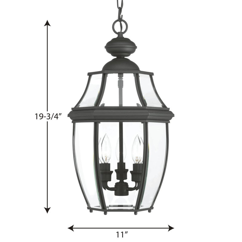 Lanterne suspendue d'extérieur à 3 lumières H 19,75 po Gula, Noir