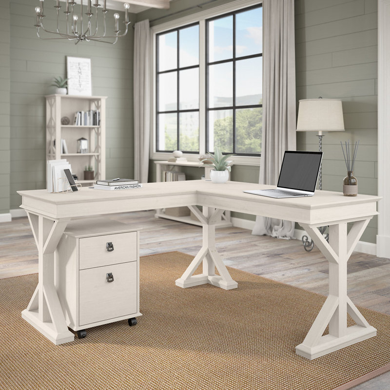 Bureau de direction en L Ozro Homestead, Chêne blanc lin