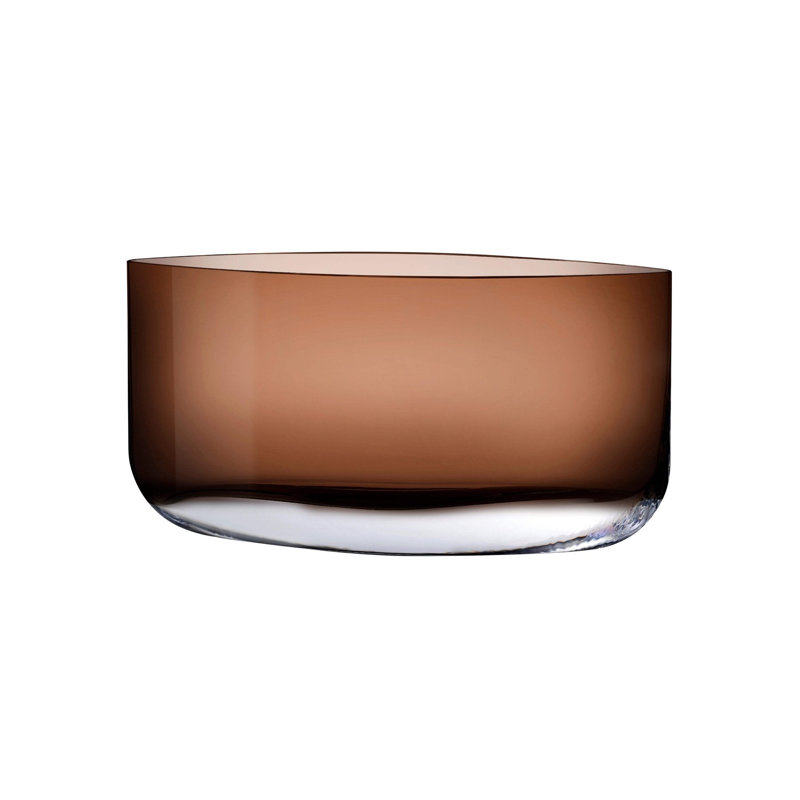 Blade Handmade Lead Free Crystal Table Vase, overall height- 7.88", Caramel
