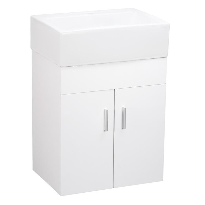 White Ceramic Single Wall-Mount Bathroom Vanity with Integral Sink