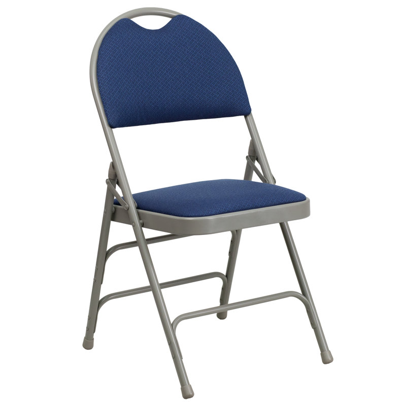 Très grande chaise pliante en métal Oliverson, Bleu marine