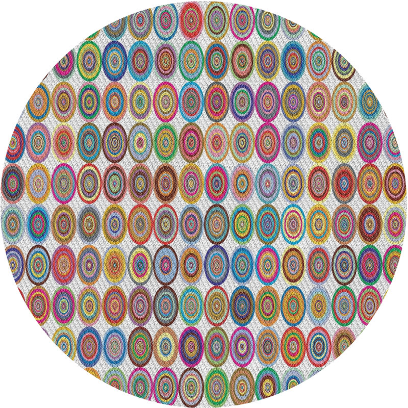 Tapis décoratif géométrique rouge Priolo, Rond 5 pi