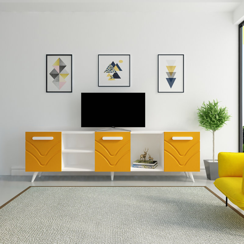 Meuble télé pour téléviseur de 65 po ou moins Anaiya, Jaune