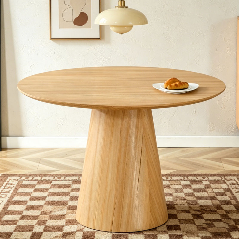 Modern MDF Wood Texture Stickers Circular Dining Table