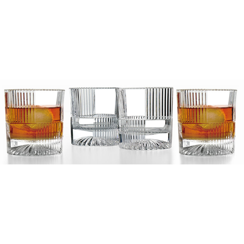 Clear Ribbed Crystal 10oz Stemware Set of 4