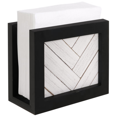 Modern Farmhouse Black and White Napkin Holder