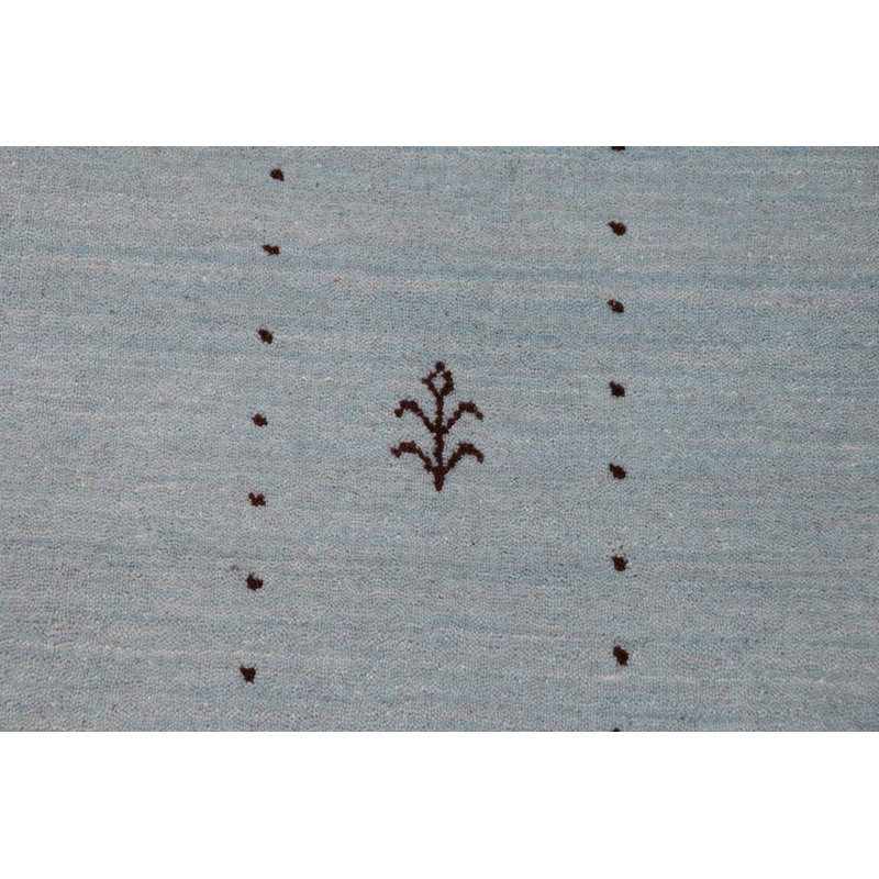 Tapis bleu clair en laine Eclectic Gabbeh Kameron - 8 pi 4 po x 10 pi 0 po