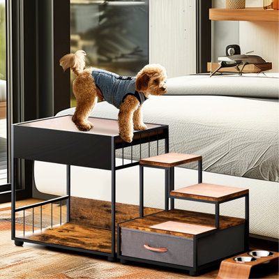 Pet Step Window Perch For Cats - Bunk With Sponge And Non-Slip Surface Elevated Dog Bunk: Soft Padding. Slip Design. Spacious Storage. Vintage Appearance