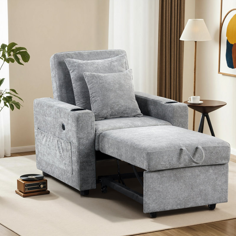 Zuliana Convertible Sleeper Sofa Bed, Pull Out Couch with Adjustable Backrest Recliner Chair