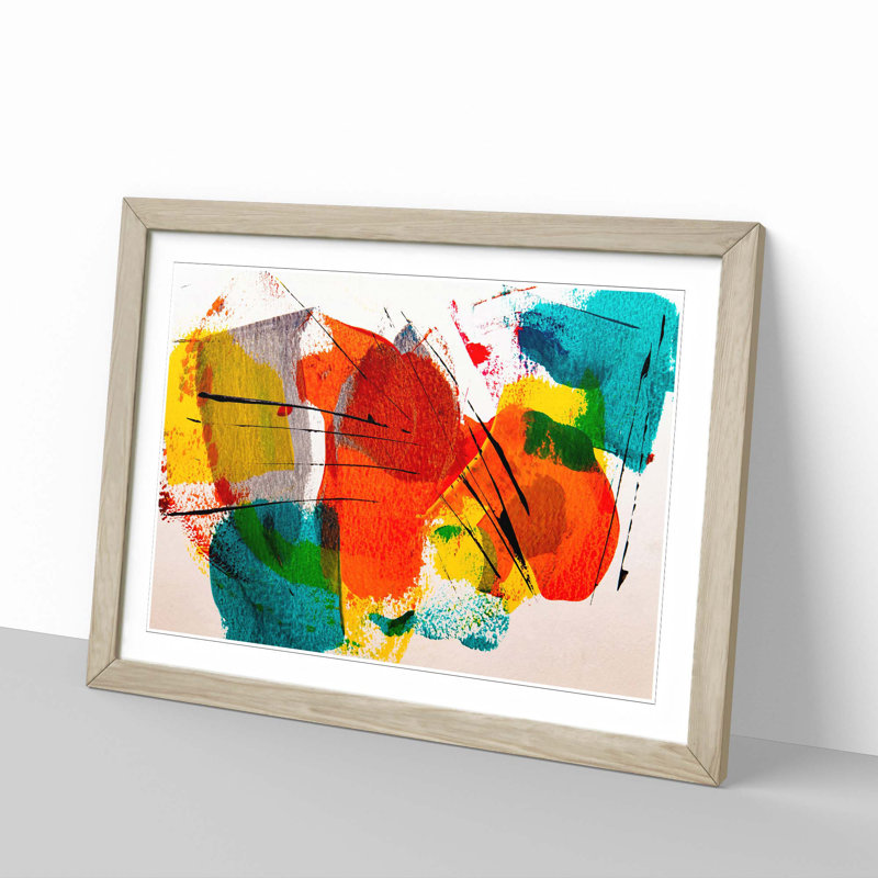Abstract Art Painting Vol.479 by S.Johnson - Framed Print, Oak Framed, 62cm H x 87cm W x 2cm D