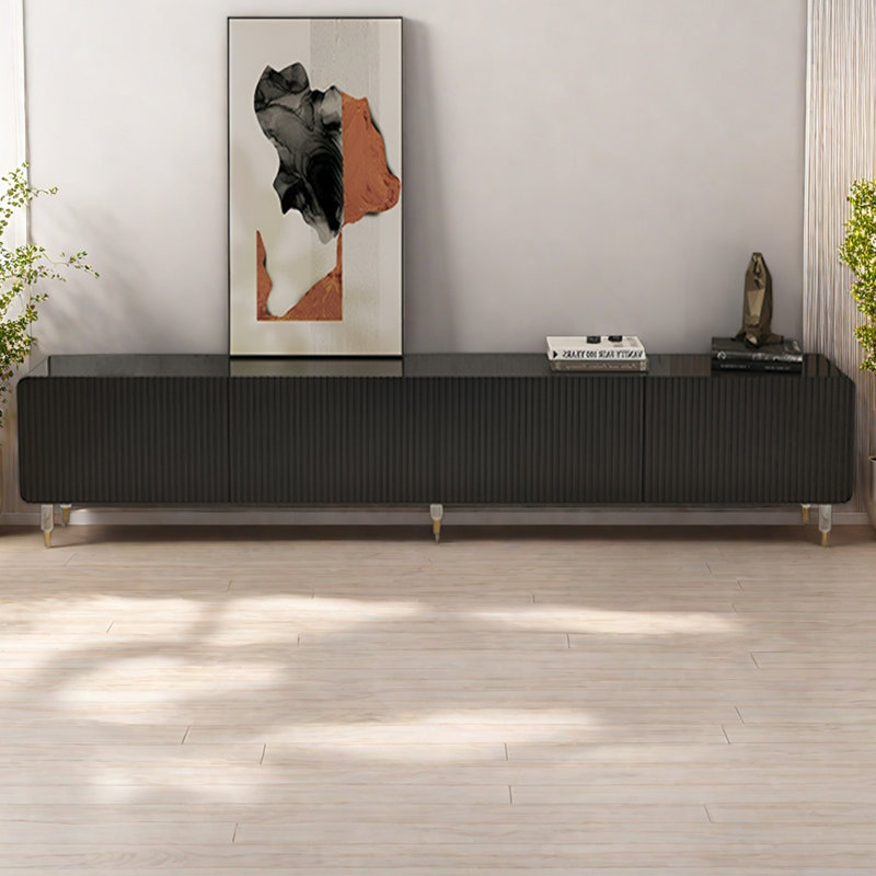 Meuble télé moderne avec tiroirs fermés, H 17,32 po x L 86,61 po x l 13,78 po, Black
